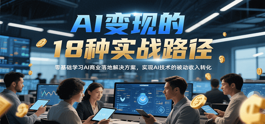 AI变现的18种实战路径，零基础学习AI商业落地解决方案，实现AI技术的被动收入转化-汉兴项目网创资源网
