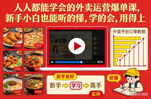 人人都能学会的外卖运营爆单课，新手小白也能听的懂，学的会，用得上-汉兴项目网创资源网