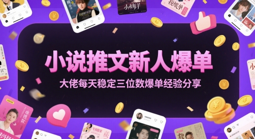 小说推文新人爆单大佬每天稳定三位数爆单经验分享-汉兴项目网创资源网