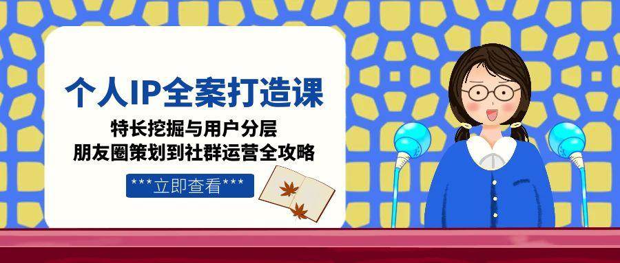 个人IP全案打造课，特长挖掘与用户分层，朋友圈策划到社群运营全攻略-汉兴项目网创资源网