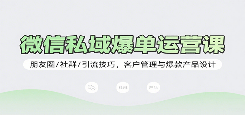 微信私域爆单运营课:朋友圈/社群/引流技巧,客户管理与爆款产品设计-汉兴项目网创资源网