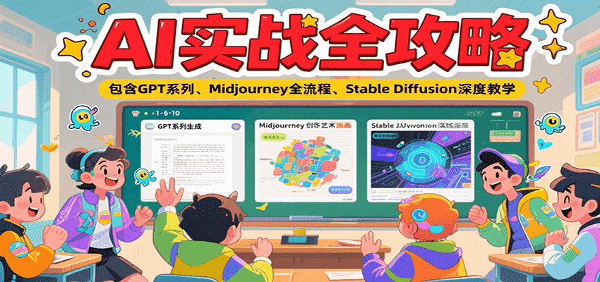 AI实战全攻略，包含GPT系列、Midjourney全流程、Stable Diffusion深度教学-汉兴项目网创资源网