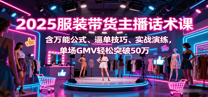 2025服装带货主播话术课，含万能公式、逼单技巧、实战演练，单场GMV轻松突破50万-汉兴项目网创资源网