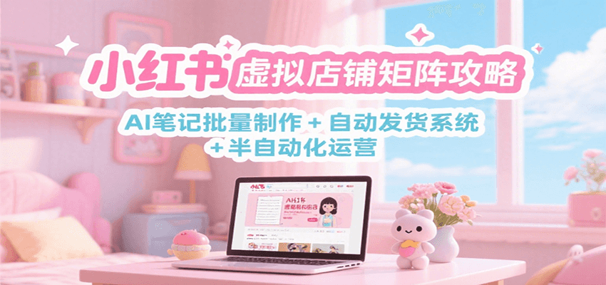 小红书虚拟店铺矩阵攻略：AI笔记批量制作 + 自动发货系统 + 半自动化运营-汉兴项目网创资源网