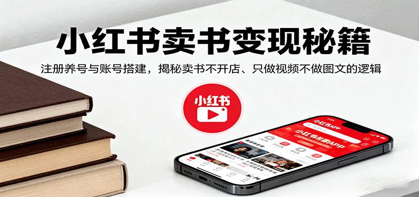 小红书卖书变现秘籍,注册养号与账号搭建,揭秘卖书不开店、只做视频不做图文的逻辑-汉兴项目网创资源网