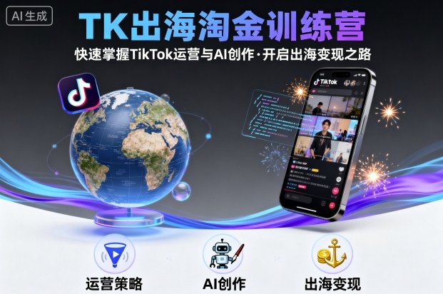 TK出海淘金训练营，助你快速掌握TikTok运营与AI创作，开启出海变现之路-汉兴项目网创资源网