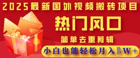 2025最新视频搬砖项目,热门风口,简单去重剪辑,小白也能轻松月入过W-汉兴项目网创资源网