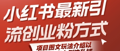 小红书最新引流创业粉方式，项目图文玩法介绍以及如何安全倒流私域-汉兴项目网创资源网