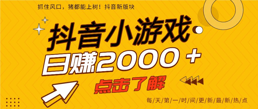 5年爆火的抖音小游戏项目,一部手机日入2000+-汉兴项目网创资源网