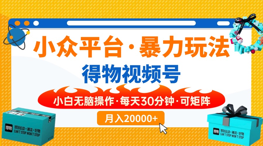 小众平台暴力玩法,一键搬运爆款视频,可矩阵小白无脑操作,每天30分钟…-汉兴项目网创资源网