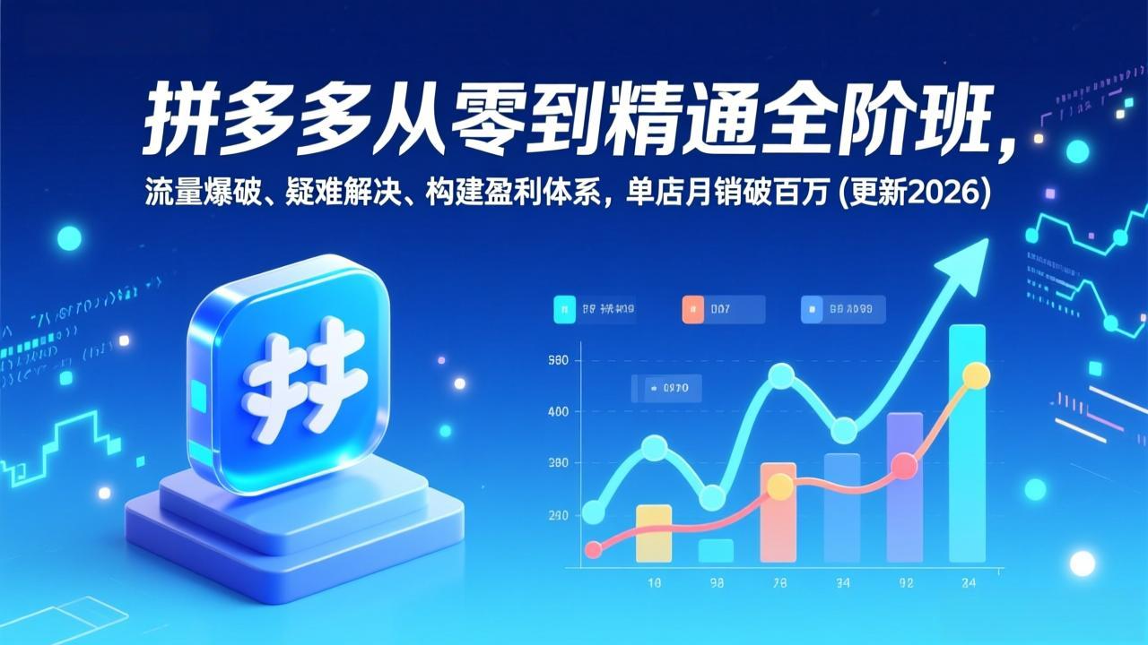 拼多多从零到精通全阶班，流量爆破、疑难解决，构建盈利体系，单店月销破百万(更新2026-汉兴项目网创资源网