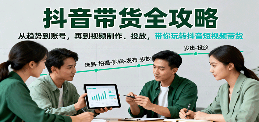 抖音带货全攻略：从趋势到账号，再到视频制作、投放，带你玩转抖音短视频带货-汉兴项目网创资源网