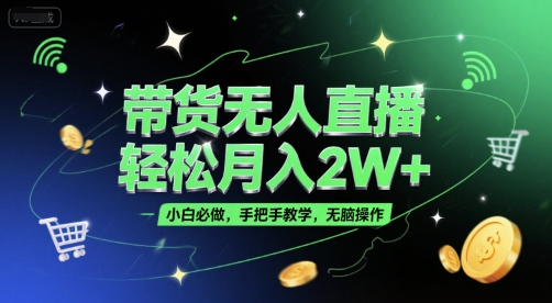带货无人直播，轻松月入2W+，小白必做，手把手教学，无脑操作(附学习资料)-汉兴项目网创资源网