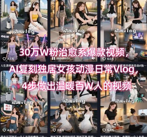 30万W粉治愈系爆款视频，AI复刻独居女孩动漫日常Vlog，4步做出温暖百W人的视频-汉兴项目网创资源网