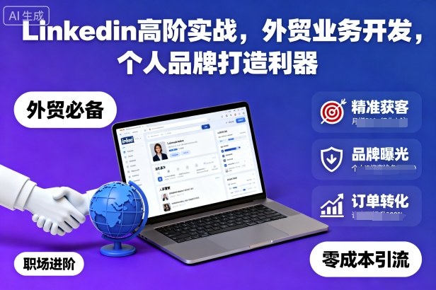 Linkedin高阶实战,外贸业务开发,个人品牌打造利器-汉兴项目网创资源网