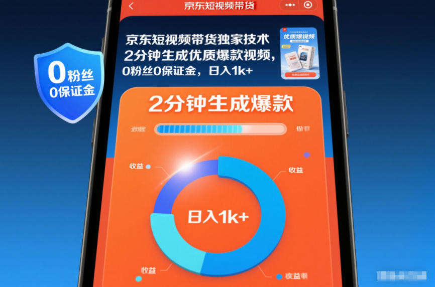 京东短视频带货独家技术,2分钟生成一条优质爆款视频,0粉丝0保证金,日入1k+【揭秘】-汉兴项目网创资源网