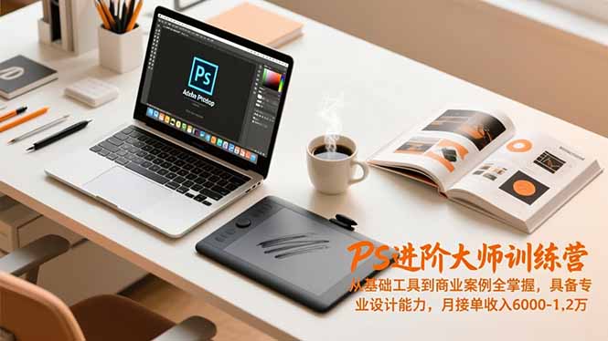 PS进阶大师训练营,从基础工具到商业案例全掌握,具备专业设计能力,月接单收入6000-1.2万-汉兴项目网创资源网