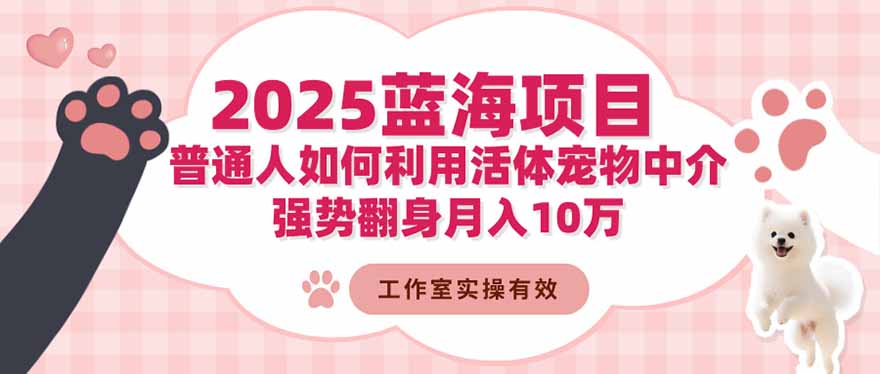 2025蓝海项目：普通人如何利用活体宠物中介，强势翻身月入10万-汉兴项目网创资源网