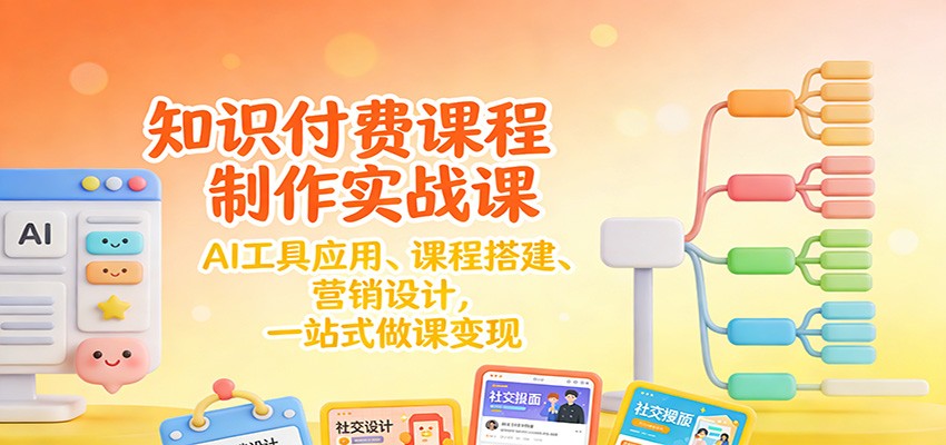 知识付费课程制作实战课：AI工具应用 、课程搭建、营销设计，一站式做课变现-汉兴项目网创资源网