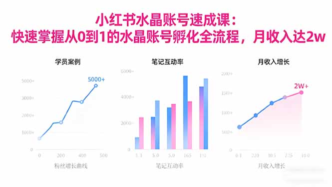 2025小红书水晶账号速成课：快速掌握从0-1水晶账号孵化全流程，月收入达2w-汉兴项目网创资源网