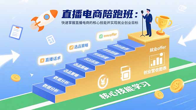 直播电商陪跑班：快速掌握直播电商的核心技能并实现就业/创业目标-汉兴项目网创资源网