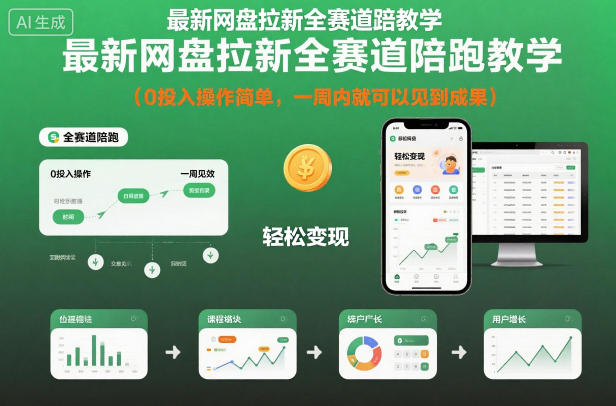 最新网盘拉新全赛道陪跑教学,0投入操作简单,一周内就可以见到成果-汉兴项目网创资源网