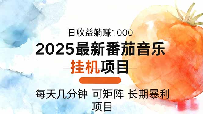 2025年最新番茄音乐人挂机项目,每天几分钟,月入1000+,可矩阵,一台…-汉兴项目网创资源网