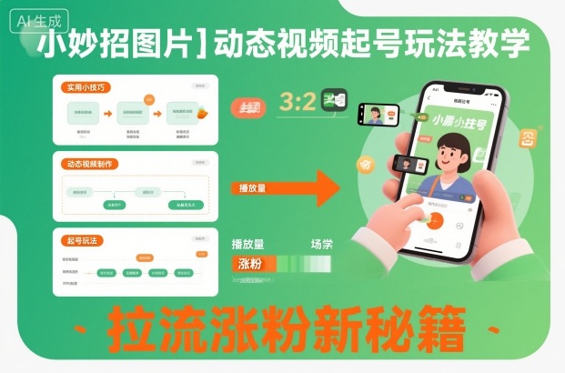 小妙招图片+动态视频起号玩法教学,拉流涨粉新秘籍-汉兴项目网创资源网