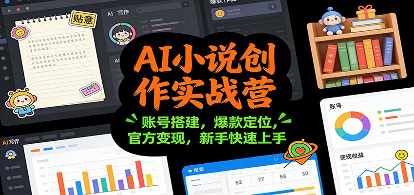 AI小说创作实战营：账号搭建，爆款定位，官方变现，新手快速上手-汉兴项目网创资源网