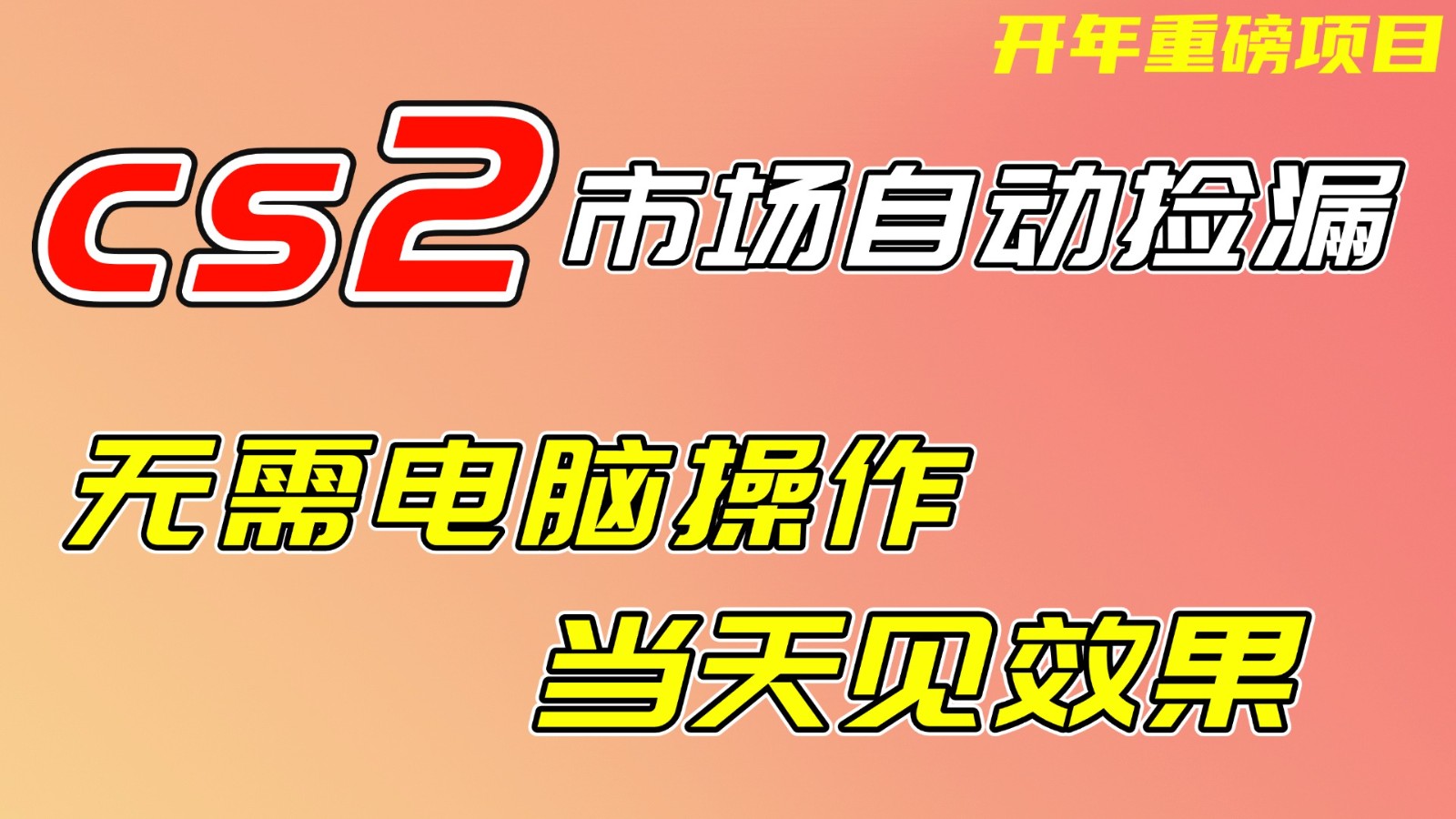 CS2市场挂机项，无需电脑操作，无需进入游戏，当天见效果，支持任何形式验证-汉兴项目网创资源网