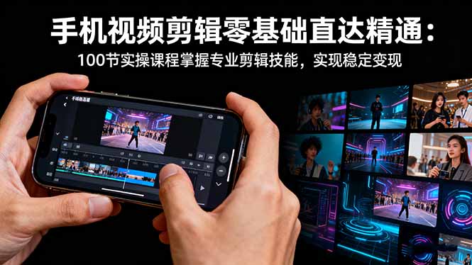 手机视频剪辑零基础直达精通:100节实操课程掌握专业剪辑技能,实现稳…-汉兴项目网创资源网