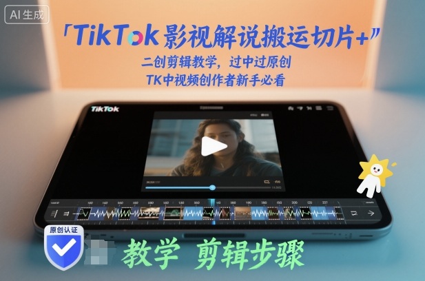 TikTok影视解说搬运切片+二创剪辑教学,过中过原创,TK中视频创作者新手必看-汉兴项目网创资源网