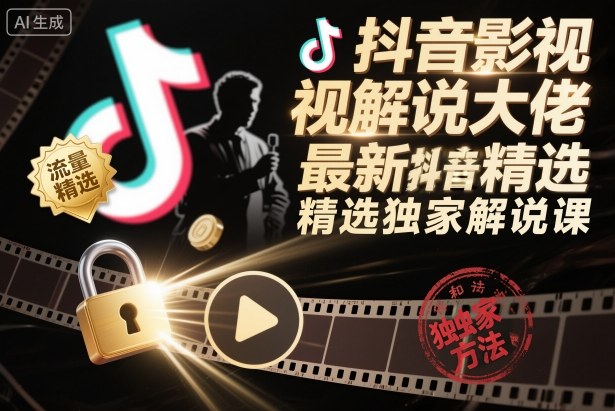 抖音影视解说大佬最新抖音进精选和独家方法,精选独家解说课-汉兴项目网创资源网