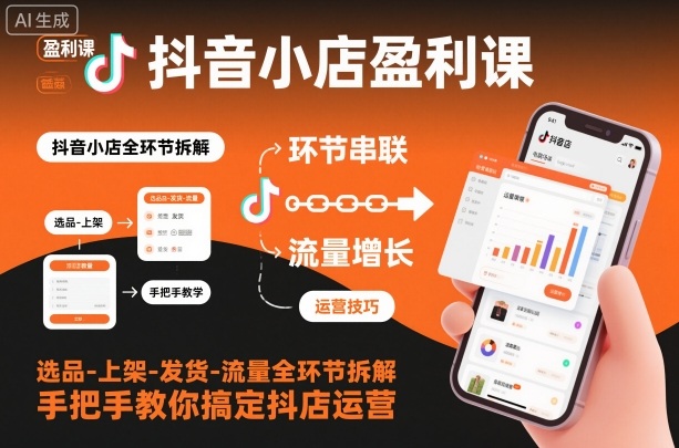 抖音小店盈利课-选品-上架-发货-流量全环节拆解,手把手教你搞定抖店运营-汉兴项目网创资源网