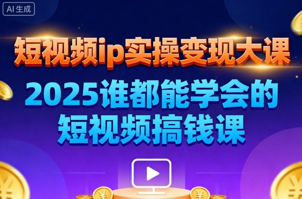 短视频ip实操变现大课,7月26-27日广州站线下课,2025谁都能学会的短视频搞钱课-汉兴项目网创资源网