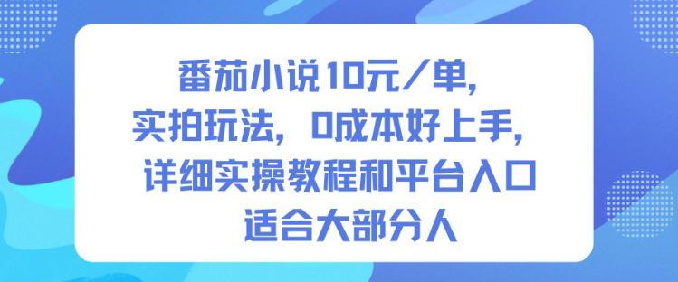 番茄小说10米每单，实拍玩法，0成本好上手，详细实操教程和平台入口适合大部分人-汉兴项目网创资源网