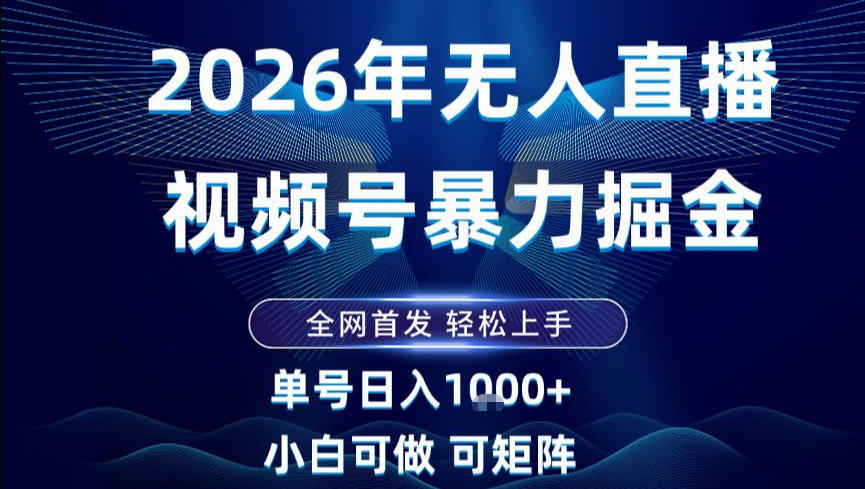 2026最新视频号无人直播掘金，全网首发，小白可以玩，长期稳定日入1k+【揭秘】-汉兴项目网创资源网