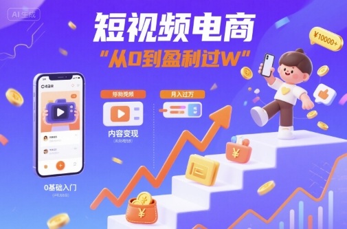 短视频电商：短视频变现从0到盈利过W-汉兴项目网创资源网