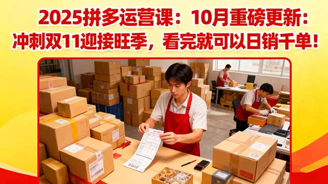 2025拼多多运营课:10月重磅更新:冲刺双11迎接旺季,看完就可以日销千单-汉兴项目网创资源网