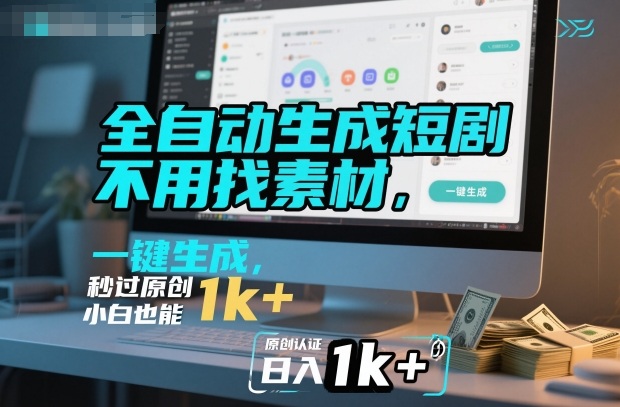 全自动生成短剧,不用找素材,不用剪辑,一键生成,秒过原创,小白也能轻松日入1k+【揭秘】-汉兴项目网创资源网
