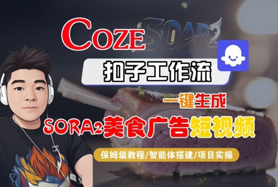 Coze扣子智能体工作流一键生成“SORA2美食广告“短视频,全流程保姆级教学-汉兴项目网创资源网