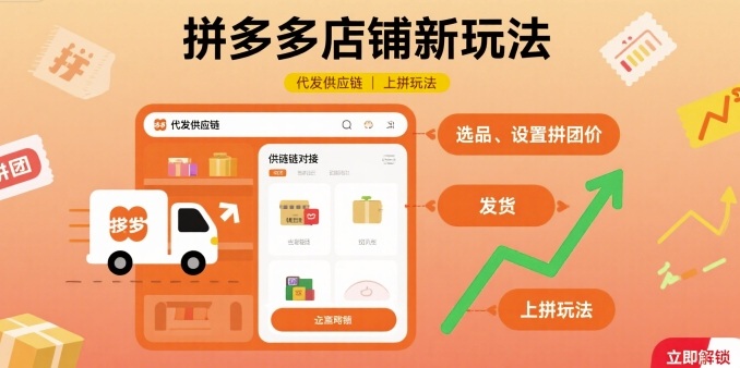 拼多多店铺新玩法，代发供应链上拼玩法-汉兴项目网创资源网