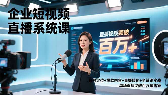 企业短视频直播系统课,账号定位+爆款内容+直播转化+全链路实战,单场直播突破百万销售额-汉兴项目网创资源网