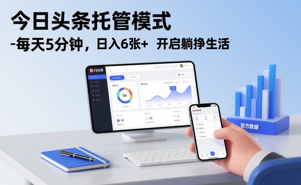 今日头条托管模式，每天5分钟，日入6张+，开启躺挣生活【揭秘】-汉兴项目网创资源网