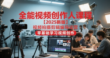 全能视频创作人课程【2025新版】视频拍摄剪辑编导运营，零基础学习视频创作-汉兴项目网创资源网