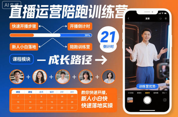 直播运营陪跑训练营，教你快速开播，新人小白快速落地实操-汉兴项目网创资源网