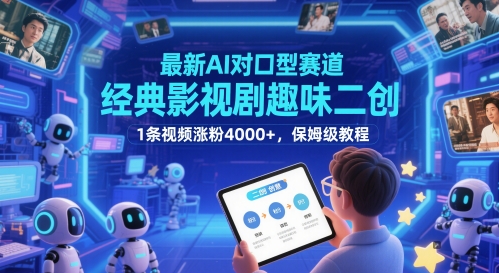 最新AI对口型赛道，经典影视剧趣味二创，1条视频涨粉4000+，保姆级教程-汉兴项目网创资源网
