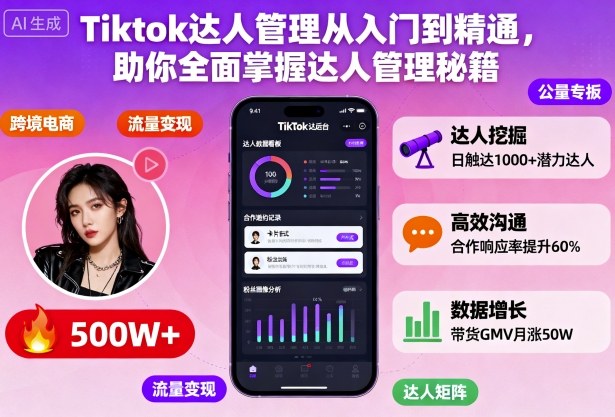 Tiktok达人管理从入门到精通,助你全面掌握达人管理秘籍-汉兴项目网创资源网