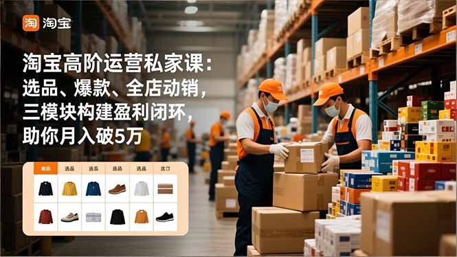 淘宝高阶运营私家课：选品、爆款、全店动销，三模块构建盈利闭环，助你月入破5万(更新12月-汉兴项目网创资源网