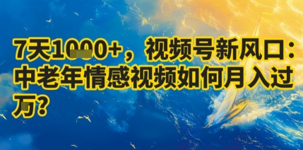 7天收益1k+，视频号新风口：中老年情感视频如何月入过W?-汉兴项目网创资源网